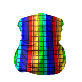 Бандана-труба 3D с принтом Радуга (Полосы в мозайку) в Курске, 100% полиэстер, ткань с особыми свойствами — Activecool | плотность 150‒180 г/м2; хорошо тянется, но сохраняет форму | вертикальные | жёлтый | зелёный | красный | оранжевый | полосы | радуга | синий | фиолетовый