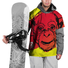 Накидка на куртку 3D с принтом Fire Monkey в Курске, 100% полиэстер |  | мартышка | обезьяна | огненная