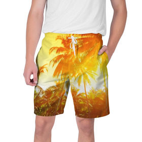 Мужские шорты 3D с принтом Пальмы в Курске,  полиэстер 100% | прямой крой, два кармана без застежек по бокам. Мягкая трикотажная резинка на поясе, внутри которой широкие завязки. Длина чуть выше колен | sea | summer | берег | лето | море | океан | отдых | пальмы | пляж | солнце