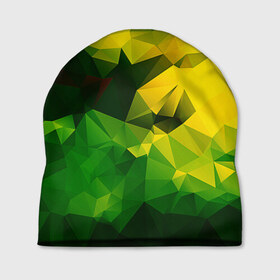 Шапка 3D с принтом Polygonal в Курске, 100% полиэстер | универсальный размер, печать по всей поверхности изделия | желтый | зеленый | полигоны