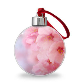 Ёлочный шар с принтом Сакура в Курске, Пластик | Диаметр: 77 мм | весна | вишня | розовый | цветение | цветы | япония