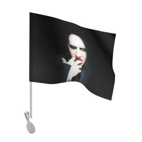 Флаг для автомобиля с принтом Marilyn Manson в Курске, 100% полиэстер | Размер: 30*21 см | звезда | знаменитость | музыка | мэрилин мэнсон | певец | рокер