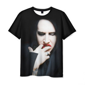 Мужская футболка 3D с принтом Marilyn Manson в Курске, 100% полиэфир | прямой крой, круглый вырез горловины, длина до линии бедер | звезда | знаменитость | музыка | мэрилин мэнсон | певец | рокер