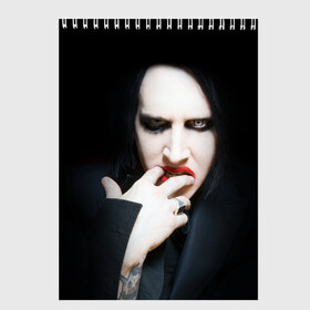 Скетчбук с принтом Marilyn Manson в Курске, 100% бумага
 | 48 листов, плотность листов — 100 г/м2, плотность картонной обложки — 250 г/м2. Листы скреплены сверху удобной пружинной спиралью | звезда | знаменитость | музыка | мэрилин мэнсон | певец | рокер