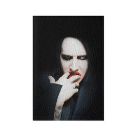 Обложка для паспорта матовая кожа с принтом Marilyn Manson в Курске, натуральная матовая кожа | размер 19,3 х 13,7 см; прозрачные пластиковые крепления | звезда | знаменитость | музыка | мэрилин мэнсон | певец | рокер