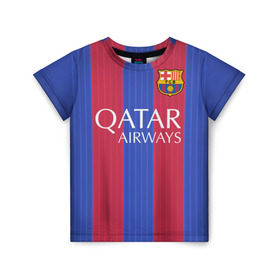 Детская футболка 3D с принтом Барселона форма в Курске, 100% гипоаллергенный полиэфир | прямой крой, круглый вырез горловины, длина до линии бедер, чуть спущенное плечо, ткань немного тянется | Тематика изображения на принте: barca | barcelona | барса | барселона | футбол