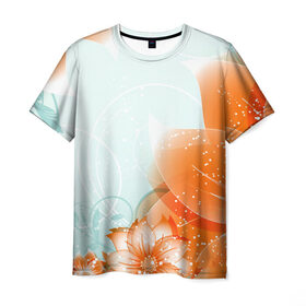 Мужская футболка 3D с принтом Flowers в Курске, 100% полиэфир | прямой крой, круглый вырез горловины, длина до линии бедер | арт | краска | лето | лучи | любовь | популярные | природа | рисунки | свет | цветы