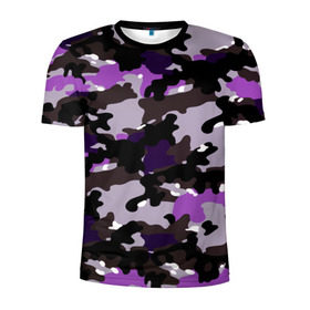 Мужская футболка 3D спортивная с принтом Текстуры в Курске, 100% полиэстер с улучшенными характеристиками | приталенный силуэт, круглая горловина, широкие плечи, сужается к линии бедра | camo | камо | фиолетовый