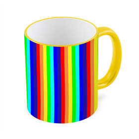 Кружка 3D с принтом Радуга вертикальные полосы в Курске, керамика | ёмкость 330 мл | вертикальные | жёлтый | зелёный | красный | оранжевый | полосы | радуга | синий | фиолетовый