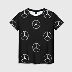Женская футболка 3D с принтом Mercedes в Курске, 100% полиэфир ( синтетическое хлопкоподобное полотно) | прямой крой, круглый вырез горловины, длина до линии бедер | мерседес