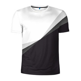 Мужская футболка 3D спортивная с принтом Минимализм в Курске, 100% полиэстер с улучшенными характеристиками | приталенный силуэт, круглая горловина, широкие плечи, сужается к линии бедра | Тематика изображения на принте: белый | геометрия | полосы | черный