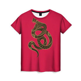 Женская футболка 3D с принтом Год Змеи в Курске, 100% полиэфир ( синтетическое хлопкоподобное полотно) | прямой крой, круглый вырез горловины, длина до линии бедер | восточный гороскоп | год рождения | знаки зодиака | китайский гороскоп | лунный календарь