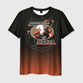 Мужская футболка 3D с принтом Anaheim Ducks 3D в Курске, 100% полиэфир | прямой крой, круглый вырез горловины, длина до линии бедер | anaheim ducks | nhl | спорт | хоккей
