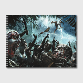 Альбом для рисования с принтом Зомби апокалипсис в Курске, 100% бумага
 | матовая бумага, плотность 200 мг. | zombie | зомби | мертвецы | мозги | монстр | ходячие