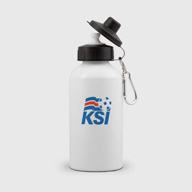 Бутылка спортивная с принтом Сборная Исландии по футболу в Курске, металл | емкость — 500 мл, в комплекте две пластиковые крышки и карабин для крепления | 