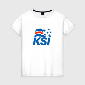 Женская футболка хлопок с принтом Сборная Исландии по футболу в Курске, 100% хлопок | прямой крой, круглый вырез горловины, длина до линии бедер, слегка спущенное плечо | 