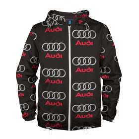 Мужская ветровка 3D с принтом Audi в Курске, 100% полиэстер | подол и капюшон оформлены резинкой с фиксаторами, два кармана без застежек по бокам, один потайной карман на груди | ауди