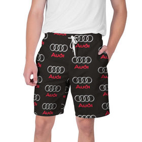 Мужские шорты 3D с принтом Audi в Курске,  полиэстер 100% | прямой крой, два кармана без застежек по бокам. Мягкая трикотажная резинка на поясе, внутри которой широкие завязки. Длина чуть выше колен | ауди