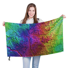 Флаг 3D с принтом Радужная Шпаклёвка в Курске, 100% полиэстер | плотность ткани — 95 г/м2, размер — 67 х 109 см. Принт наносится с одной стороны | радуга | текстура | цвета | шпаклёвка