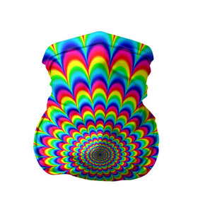 Бандана-труба 3D с принтом Psychedelic в Курске, 100% полиэстер, ткань с особыми свойствами — Activecool | плотность 150‒180 г/м2; хорошо тянется, но сохраняет форму | круги | радужный | разоцветный | яркий