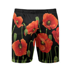 Мужские шорты 3D спортивные с принтом Маки в Курске,  |  | field | flowers | meadow | poppies | red | white | белые | красные | луг | маки | поле | полевые | цветы