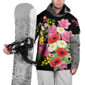 Накидка на куртку 3D с принтом Маки в Курске, 100% полиэстер |  | flowers | букет | цветы
