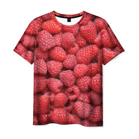 Мужская футболка 3D с принтом Малина в Курске, 100% полиэфир | прямой крой, круглый вырез горловины, длина до линии бедер | Тематика изображения на принте: девушки | еда | красота | лето | море | фрукты