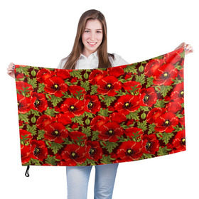 Флаг 3D с принтом Маки в Курске, 100% полиэстер | плотность ткани — 95 г/м2, размер — 67 х 109 см. Принт наносится с одной стороны | flowers | poppies | red | wild | красные | мак | маки | полевые | цветы