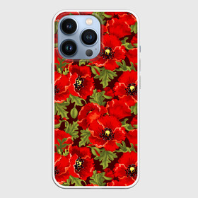 Чехол для iPhone 13 Pro с принтом Маки в Курске,  |  | Тематика изображения на принте: flowers | poppies | red | wild | красные | мак | маки | полевые | цветы