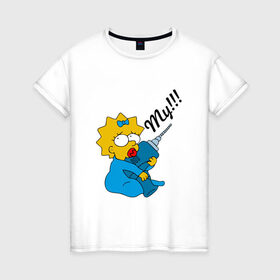 Женская футболка хлопок с принтом Мэгги в Курске, 100% хлопок | прямой крой, круглый вырез горловины, длина до линии бедер, слегка спущенное плечо | my | simpsons | the simpsons | моё | мультфильмы | мэгги | симпсоны