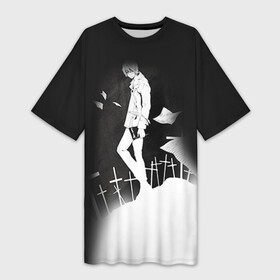 Платье-футболка 3D с принтом Тетрадь смерти 7 в Курске,  |  | death note | l | дэсу ното | кира | лайт | лайт ягами | рюк. миса | синигами | эл