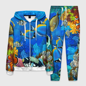 Мужской костюм 3D с принтом Экзотические рыбки в Курске, 100% полиэстер | Манжеты и пояс оформлены тканевой резинкой, двухслойный капюшон со шнурком для регулировки, карманы спереди | животые | красочные | морские | рыбки | цветные | экзотические