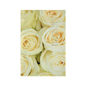 Обложка для паспорта матовая кожа с принтом Белые розы в Курске, натуральная матовая кожа | размер 19,3 х 13,7 см; прозрачные пластиковые крепления | лепестки | розы | цветы