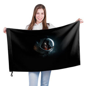 Флаг 3D с принтом Астронавт в Курске, 100% полиэстер | плотность ткани — 95 г/м2, размер — 67 х 109 см. Принт наносится с одной стороны | кино | киногерой | кинофильм | космос | скафандр | супергерой. боевик