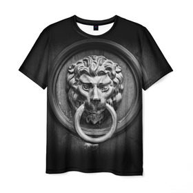 Мужская футболка 3D с принтом Скульптура в Курске, 100% полиэфир | прямой крой, круглый вырез горловины, длина до линии бедер | голова животного | лев | резьба | статуя | творчество