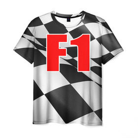 Мужская футболка 3D с принтом Формула 1 в Курске, 100% полиэфир | прямой крой, круглый вырез горловины, длина до линии бедер | Тематика изображения на принте: f1 | formula 1 | авто | автогонки | автоспорт | спорткар | финиш