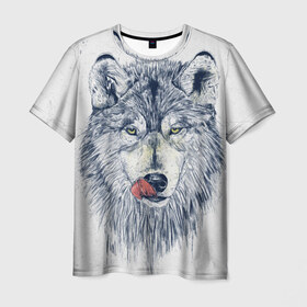 Мужская футболка 3D с принтом Волк в Курске, 100% полиэфир | прямой крой, круглый вырез горловины, длина до линии бедер | 