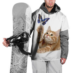 Накидка на куртку 3D с принтом Котенок и бабочка 2 в Курске, 100% полиэстер |  | бабочка | кот | котенок | кошка | мордочка