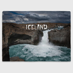 Плед 3D с принтом Исландия. Водопад в Курске, 100% полиэстер | закругленные углы, все края обработаны. Ткань не мнется и не растягивается | исландия