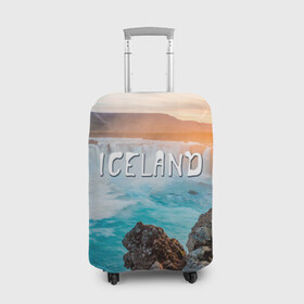 Чехол для чемодана 3D с принтом Исландия. Водопад в Курске, 86% полиэфир, 14% спандекс | двустороннее нанесение принта, прорези для ручек и колес | исландия