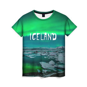 Женская футболка 3D с принтом Исландия в Курске, 100% полиэфир ( синтетическое хлопкоподобное полотно) | прямой крой, круглый вырез горловины, длина до линии бедер | исландия