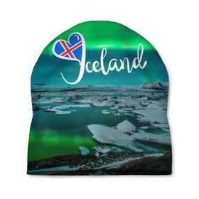 Шапка 3D с принтом Исландия. Полярное сияние в Курске, 100% полиэстер | универсальный размер, печать по всей поверхности изделия | Тематика изображения на принте: исландия