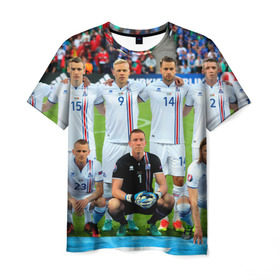 Мужская футболка 3D с принтом Сборная Исландии по футболу в Курске, 100% полиэфир | прямой крой, круглый вырез горловины, длина до линии бедер | Тематика изображения на принте: euro 2016