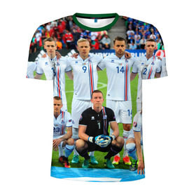Мужская футболка 3D спортивная с принтом Сборная Исландии по футболу в Курске, 100% полиэстер с улучшенными характеристиками | приталенный силуэт, круглая горловина, широкие плечи, сужается к линии бедра | Тематика изображения на принте: euro 2016