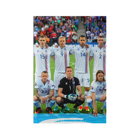 Обложка для паспорта матовая кожа с принтом Сборная Исландии по футболу в Курске, натуральная матовая кожа | размер 19,3 х 13,7 см; прозрачные пластиковые крепления | Тематика изображения на принте: euro 2016