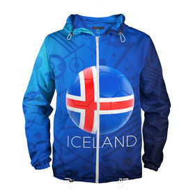 Мужская ветровка 3D с принтом Исландия в Курске, 100% полиэстер | подол и капюшон оформлены резинкой с фиксаторами, два кармана без застежек по бокам, один потайной карман на груди | euro 2016