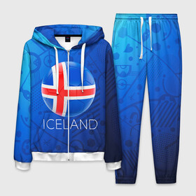 Мужской костюм 3D с принтом Исландия в Курске, 100% полиэстер | Манжеты и пояс оформлены тканевой резинкой, двухслойный капюшон со шнурком для регулировки, карманы спереди | Тематика изображения на принте: euro 2016