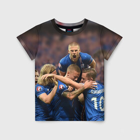 Детская футболка 3D с принтом Сборная Исландии по футболу в Курске, 100% гипоаллергенный полиэфир | прямой крой, круглый вырез горловины, длина до линии бедер, чуть спущенное плечо, ткань немного тянется | euro 2016