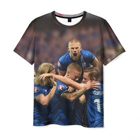 Мужская футболка 3D с принтом Сборная Исландии по футболу в Курске, 100% полиэфир | прямой крой, круглый вырез горловины, длина до линии бедер | Тематика изображения на принте: euro 2016