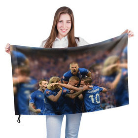 Флаг 3D с принтом Сборная Исландии по футболу в Курске, 100% полиэстер | плотность ткани — 95 г/м2, размер — 67 х 109 см. Принт наносится с одной стороны | euro 2016